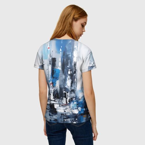 Женская футболка 3D с принтом Абстрактный городской пейзаж, вид сзади #2