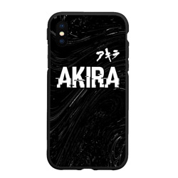 Чехол для iPhone XS Max матовый Akira glitch на темном фоне: символ сверху