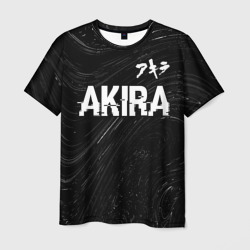 Мужская футболка 3D Akira glitch на темном фоне: символ сверху