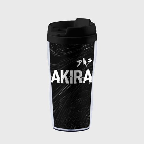 Термокружка-непроливайка Akira glitch на темном фоне: символ сверху