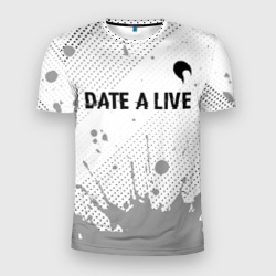 Мужская футболка 3D Slim Date A Live glitch на светлом фоне: символ сверху