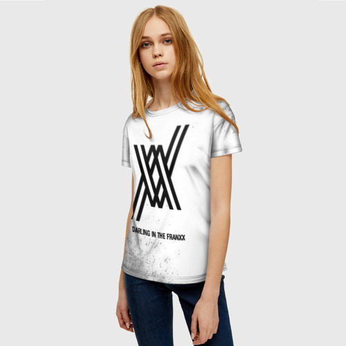 Женская футболка 3D с принтом Darling in the FranXX glitch на светлом фоне, фото на моделе #1