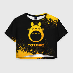 Женская футболка Crop-top 3D Totoro - gold gradient