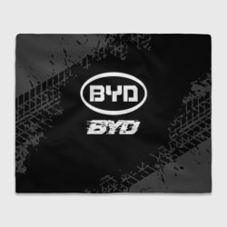 Плед 3D BYD Speed на темном фоне со следами шин