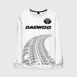 Мужской свитшот 3D Daewoo Speed на светлом фоне со следами шин: символ сверху