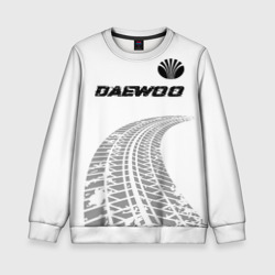 Детский свитшот 3D Daewoo Speed на светлом фоне со следами шин: символ сверху