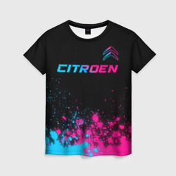Женская футболка 3D Citroen - neon gradient: символ сверху
