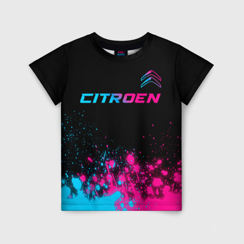 Детская футболка 3D Citroen - neon gradient: символ сверху, цвет 3D печать