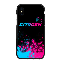Чехол для iPhone XS Max матовый Citroen - neon gradient: символ сверху