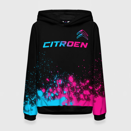 Женская толстовка 3D Citroen - neon gradient: символ сверху, цвет 3D печать