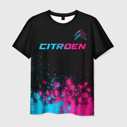 Мужская футболка 3D Citroen - neon gradient: символ сверху