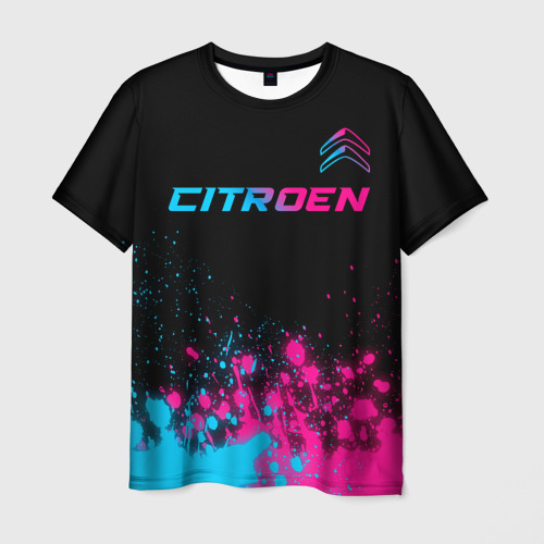 Мужская футболка 3D Citroen - neon gradient: символ сверху, цвет 3D печать