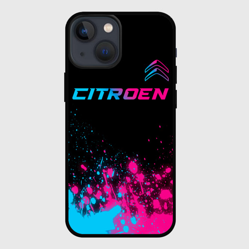 Чехол для iPhone 13 mini Citroen - neon gradient: символ сверху