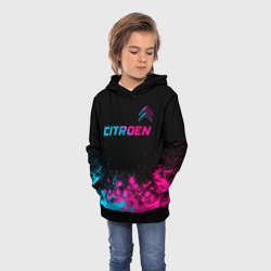 Толстовка с принтом Citroen - neon gradient: символ сверху для мужчины, вид на модели спереди №2. Цвет основы: черный