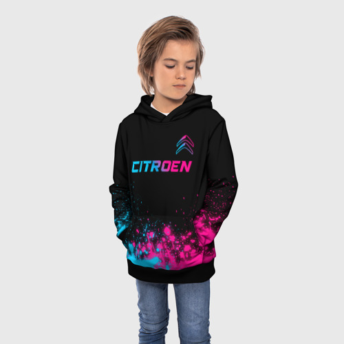 Детская толстовка 3D Citroen - neon gradient: символ сверху, цвет черный - фото 3