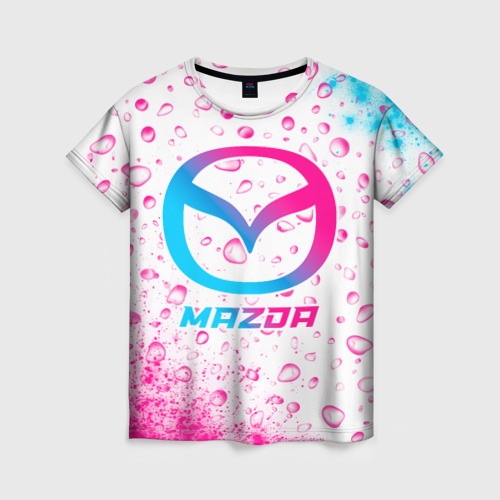 Женская футболка 3D Mazda neon gradient style, цвет 3D печать