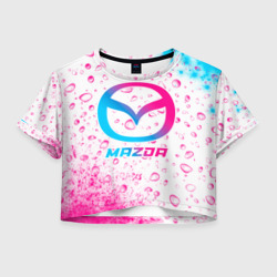 Женская футболка Crop-top 3D Mazda neon gradient style