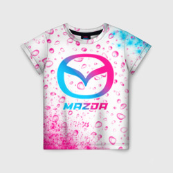 Детская футболка 3D Mazda neon gradient style