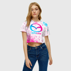 Женская футболка Crop-top 3D Mazda neon gradient style - фото 2