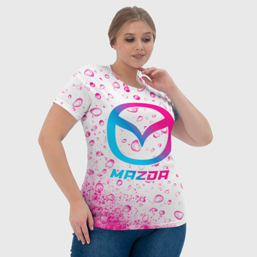 Женская футболка 3D Mazda neon gradient style, цвет 3D печать - фото 6