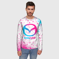 Мужской лонгслив 3D Mazda neon gradient style - фото 2