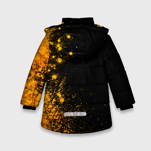 Зимняя куртка для девочек 3D с принтом Brawl Stars - gold gradient: по-вертикали, вид сзади #1