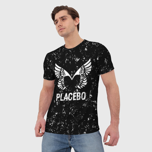 Мужская футболка 3D Placebo glitch на темном фоне, цвет 3D печать - фото 3