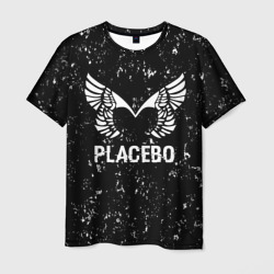 Мужская футболка 3D Placebo glitch на темном фоне