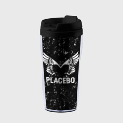 Термокружка-непроливайка Placebo glitch на темном фоне