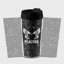Термокружка-непроливайка Placebo glitch на темном фоне - фото 2
