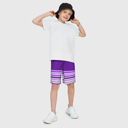 Детские спортивные шорты 3D Строгий фиолетовый полосатый - фото 2