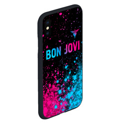 Чехол для iPhone XS Max матовый Bon Jovi - neon gradient: символ сверху - фото 2