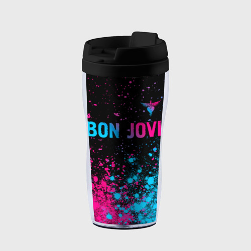 Термокружка-непроливайка Bon Jovi - neon gradient: символ сверху