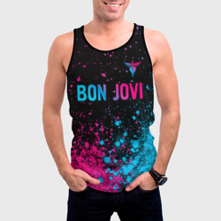 Мужская майка 3D Bon Jovi - neon gradient: символ сверху - фото 2