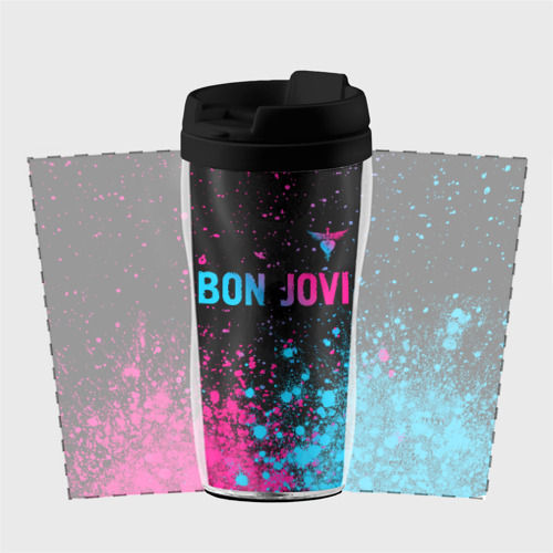 Термокружка-непроливайка Bon Jovi - neon gradient: символ сверху - фото 2