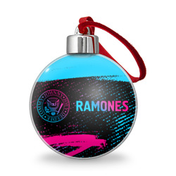 Ёлочный шар Ramones - neon gradient: надпись и символ