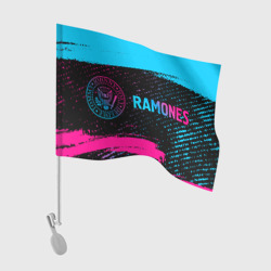 Флаг для автомобиля Ramones - neon gradient: надпись и символ