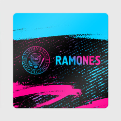 Магнит виниловый Квадрат Ramones - neon gradient: надпись и символ