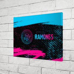 Холст прямоугольный Ramones - neon gradient: надпись и символ - фото 2