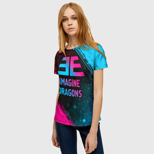 Женская футболка 3D Imagine Dragons - neon gradient, цвет 3D печать - фото 3