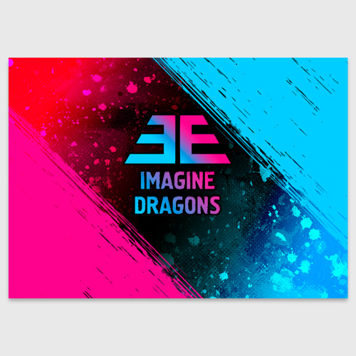 Поздравительная открытка Imagine Dragons - neon gradient, цвет белый