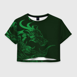 Женская футболка Crop-top 3D Кислотный зеленый дракон