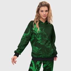 Женский костюм с толстовкой 3D Кислотный зеленый дракон - фото 2