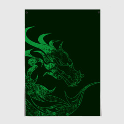 Постер Кислотный зеленый дракон