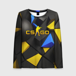 Женский лонгслив 3D CSGO blue yellow abstract