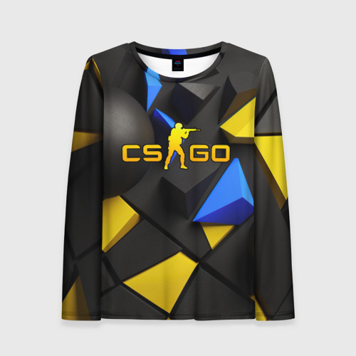 Женский лонгслив 3D CSGO blue yellow abstract, цвет 3D печать