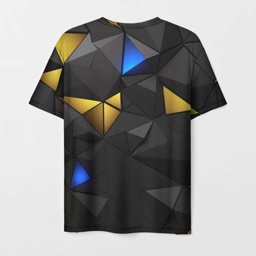 Мужская футболка 3D Black yellow geometry, цвет 3D печать - фото 2