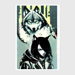 Магнитный плакат 2Х3 Крутая девчонка под защитой волка