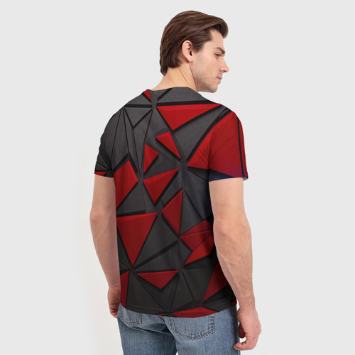 Мужская футболка 3D с принтом Красный герб РФ, вид сзади #2