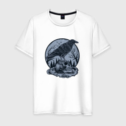 Ворон и череп – Мужская футболка хлопок с принтом купить со скидкой в -20%